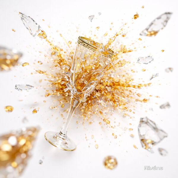 Explosión liberadora de la artista —“la copa de cava”