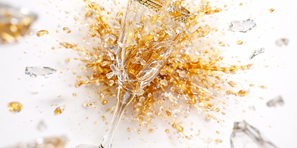 Explosión liberadora de la artista —“la copa de cava”